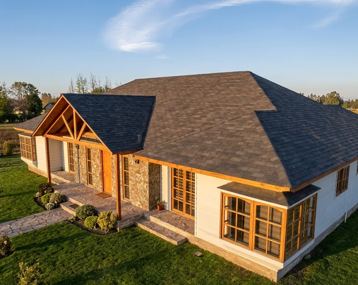 Vivienda con techumbre nueva y porche de madera